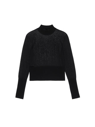Frame - The Sleek Sweater in Black-Shirts & Tops-Wardrobe Apparel