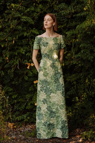 Catherine Regehr - Off Shoulder Ombré Blanche Gown with A-Line Skirt