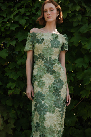 Catherine Regehr - Off Shoulder Ombré Blanche Gown with A-Line Skirt