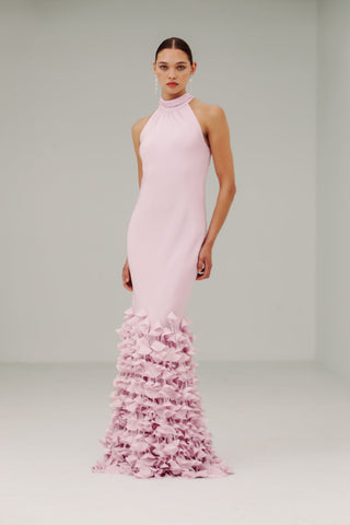 Catherine Regehr - T Neck Bias Gown with Cone Hem-Dresses-Wardrobe Apparel