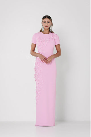 Catherine Regehr - Jewel Neck Jackie Gown with Apple Blossom Spray Wardrobe Apparel Catherine Regehr - Jewel Neck Jackie Gown with Apple Blossom Spray Wardrobe Apparel