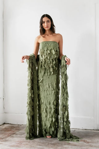 Catherine Regehr - Strapless Kelp Sheath-Dresses-Wardrobe Apparel