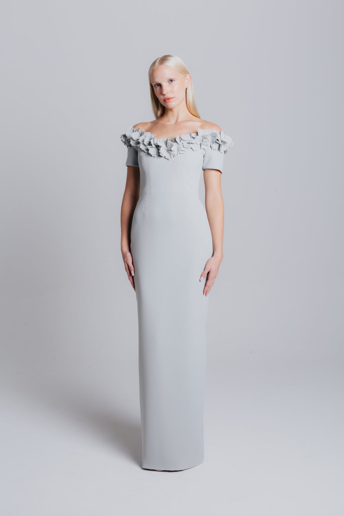 Catherine Regehr - Off Shoulder V Neck Gown with Magnolia Neckline Wardrobe Apparel Catherine Regehr - Off Shoulder V Neck Gown with Magnolia Neckline Wardrobe Apparel