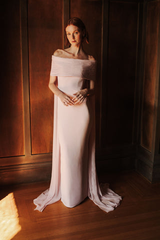 Catherine Regehr - Off Shoulder Ripple Collar Gown