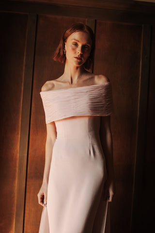 Catherine Regehr - Off Shoulder Ripple Collar Gown