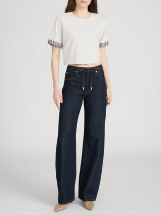 Frame - The Off Duty Drawstring Bow-Denim-Wardrobe Apparel