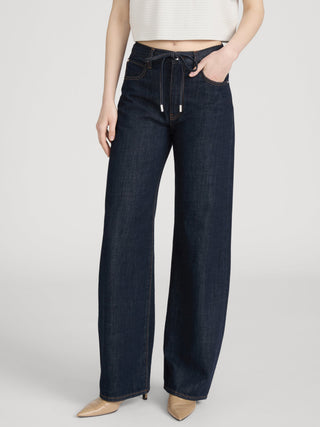 Frame - The Off Duty Drawstring Bow-Denim-Wardrobe Apparel