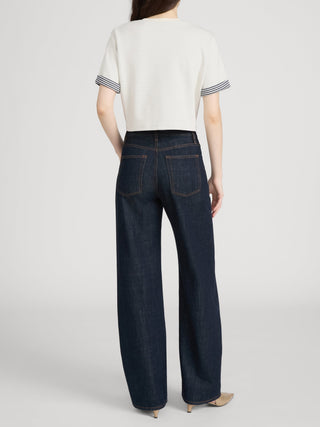 Frame - The Off Duty Drawstring Bow-Denim-Wardrobe Apparel