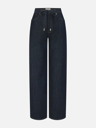 Frame - The Off Duty Drawstring Bow-Denim-Wardrobe Apparel