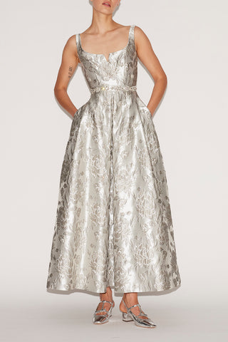 Huishan Zhang - Ramona Dress in Silver-Dresses-Wardrobe Apparel