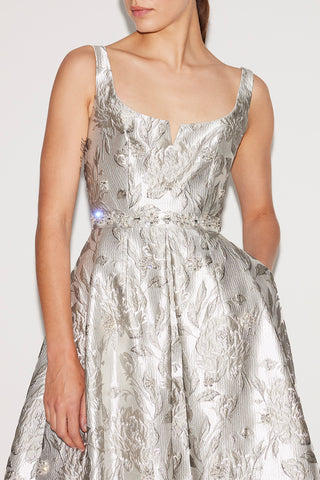 Huishan Zhang - Ramona Dress in Silver-Dresses-Wardrobe Apparel