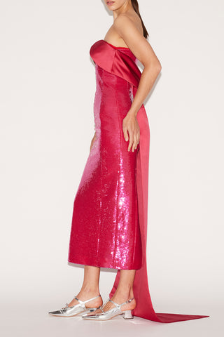 Huishan Zhang - Greta Gown in Fucsia-Dresses-Wardrobe Apparel