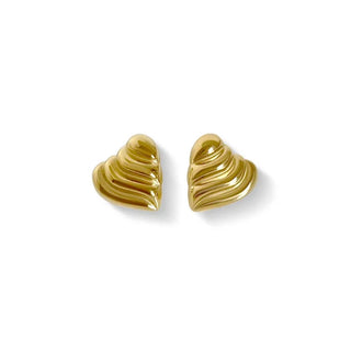 Anisa Sojka - Gold Heart Earrings-Earrings-Wardrobe Apparel