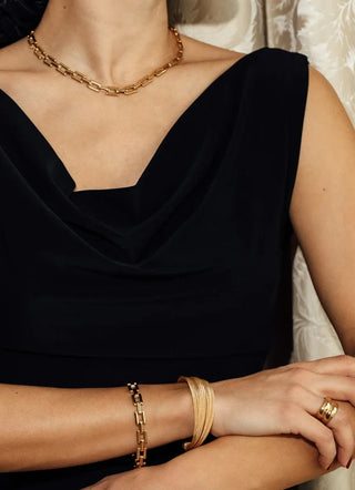 Anisa Sojka - Gold Mesh Bangle-Bracelets-Wardrobe Apparel