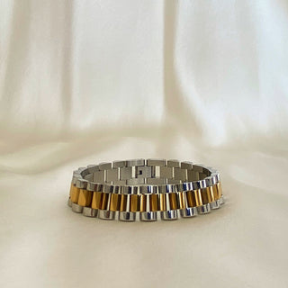 Anisa Sojka - Silver  Gold Chunky Watch Band Bracelet