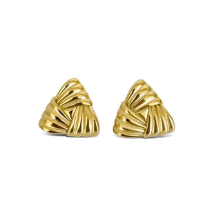 Anisa Sojka - Gold Chunky Triangular Earrings-Earrings-Wardrobe Apparel