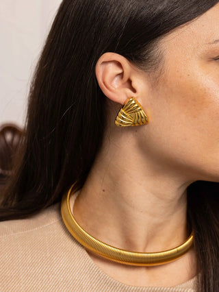 Anisa Sojka - Gold Chunky Triangular Earrings