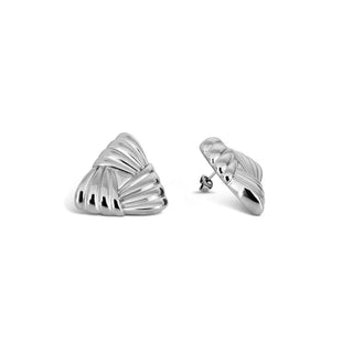 Anisa Sojka - Silver Chunky Triangular Earrings-Earrings-Wardrobe Apparel