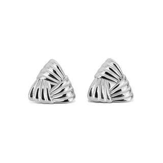 Anisa Sojka - Silver Chunky Triangular Earrings-Earrings-Wardrobe Apparel