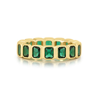 Luv Aj - Bezel Emerald Ballier Ring- Emerald Green- Gold-Jewellery-Wardrobe Apparel