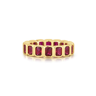 Luv Aj - Bezel Emerald Ballier Ring- Ruby Red- Gold-Jewellery-Wardrobe Apparel