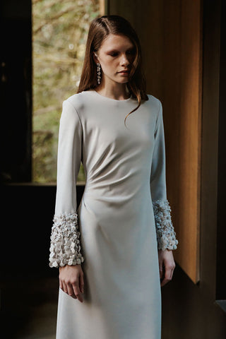 Catherine Regehr - Naomi Sheath with Full Apple Blossom & Gem Cuff-Dresses-Wardrobe Apparel