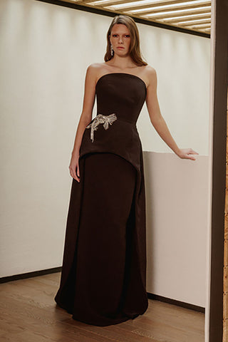 Catherine Regehr - Strapless Arena Corset with Waterfall Gem & Slim Skirt-Dresses-Wardrobe Apparel