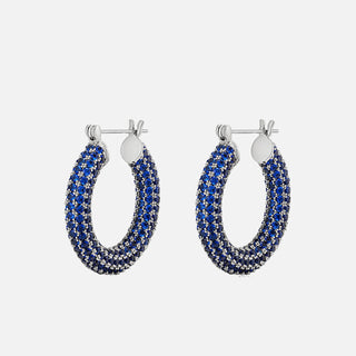 Luv Aj - Pave Amalfi Hoops- Blue & Silver-Jewellery-Wardrobe Apparel