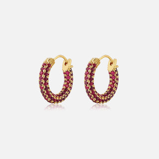 Luv Aj - Pave Amalfi Hoops- Red & Gold-Jewellery-Wardrobe Apparel