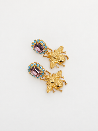 The Pink Reef - Lavender and Aqua Bee Earrings
