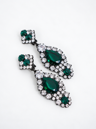 The Pink Reef - Large Emerald Crystal Teardrop Drop Earrings