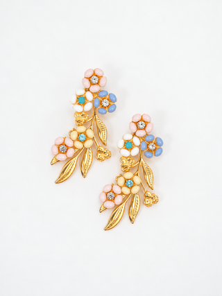 The Pink Reef - Rainbow Pastel Falling Florals Earrings