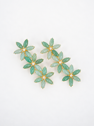 The Pink Reef - Aventurine Vertical Flower Drop Earrings