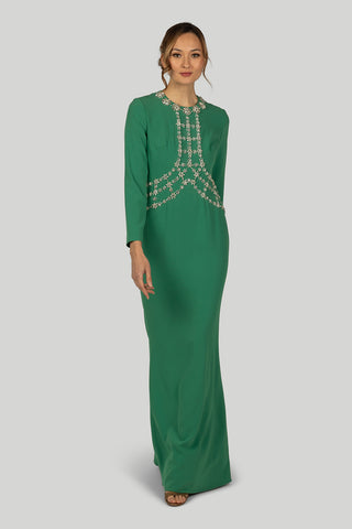 Huishan Zhang - Jordyn Gown in Green-Dresses-Wardrobe Apparel