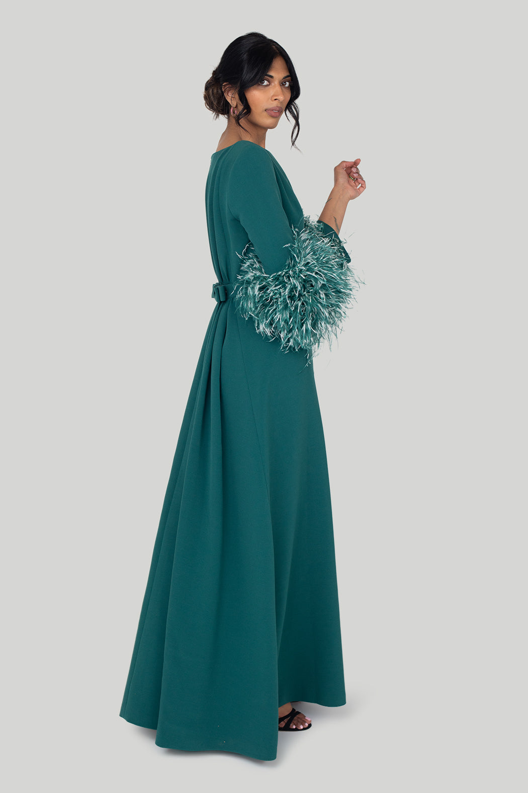 Huishan Zhang - Reign Gown in Peacock Green Wardrobe Apparel Huishan Zhang - Reign Gown in Peacock Green Wardrobe Apparel