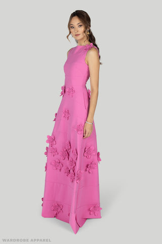 greta constantine pink dress Greta Constantine Ruffled V-neck Dress