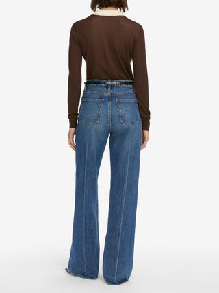 Frame - The Two Tone Polo in Coffee Multi-Shirts & Tops-Wardrobe Apparel