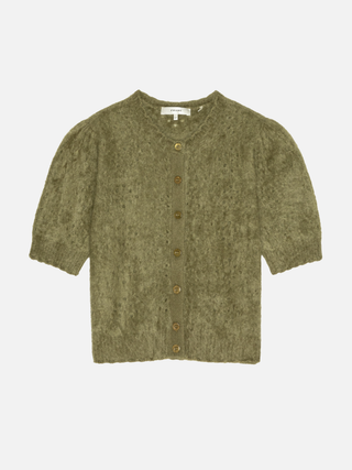 Frame - The Cashmere Airy Cardi in Deep Olive-Sweaters-Wardrobe Apparel