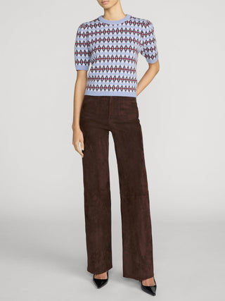 Frame - The Cashmere Crew in Periwinkle Fairisle-Sweaters-Wardrobe Apparel