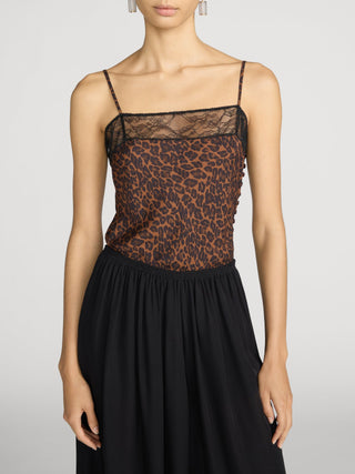 Frame - The Lace inset Cami in Dark Leopard Multi-Tanks-Wardrobe Apparel