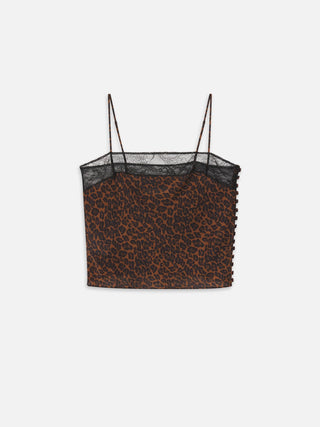 Frame - The Lace inset Cami in Dark Leopard Multi-Tanks-Wardrobe Apparel