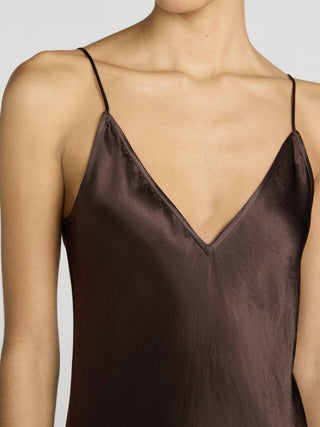 Frame - The Textured Satin Dress in Chestnut-Dresses-Wardrobe Apparel