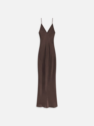 Frame - The Textured Satin Dress in Chestnut-Dresses-Wardrobe Apparel