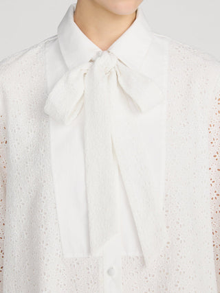 Frame - The Eyelet Tuxedo Dress in White-Dresses-Wardrobe Apparel