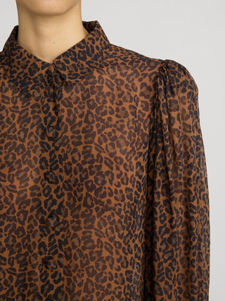 Frame - The Silk Prairie Shirt in Light Leopard Multi-Shirts & Blouses-Wardrobe Apparel
