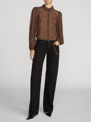 Frame - The Silk Prairie Shirt in Light Leopard Multi-Shirts & Blouses-Wardrobe Apparel