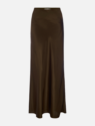 Frame - The Silk Column Maxi Skirt in Moss-Skirts-Wardrobe Apparel