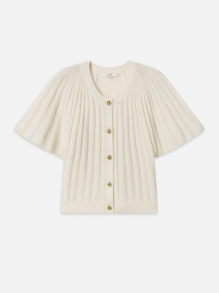 Frame - The Flutter Cardi in Cream-Shirts & Tops-Wardrobe Apparel
