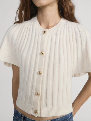 Frame - The Flutter Cardi in Cream-Shirts & Tops-Wardrobe Apparel