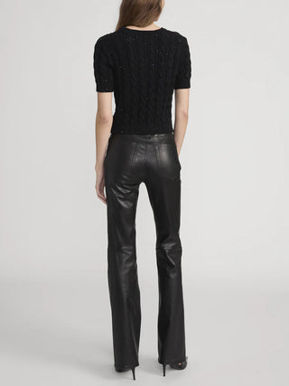 Frame - The Sequin Gathered Sweater in Black-Sweaters-Wardrobe Apparel